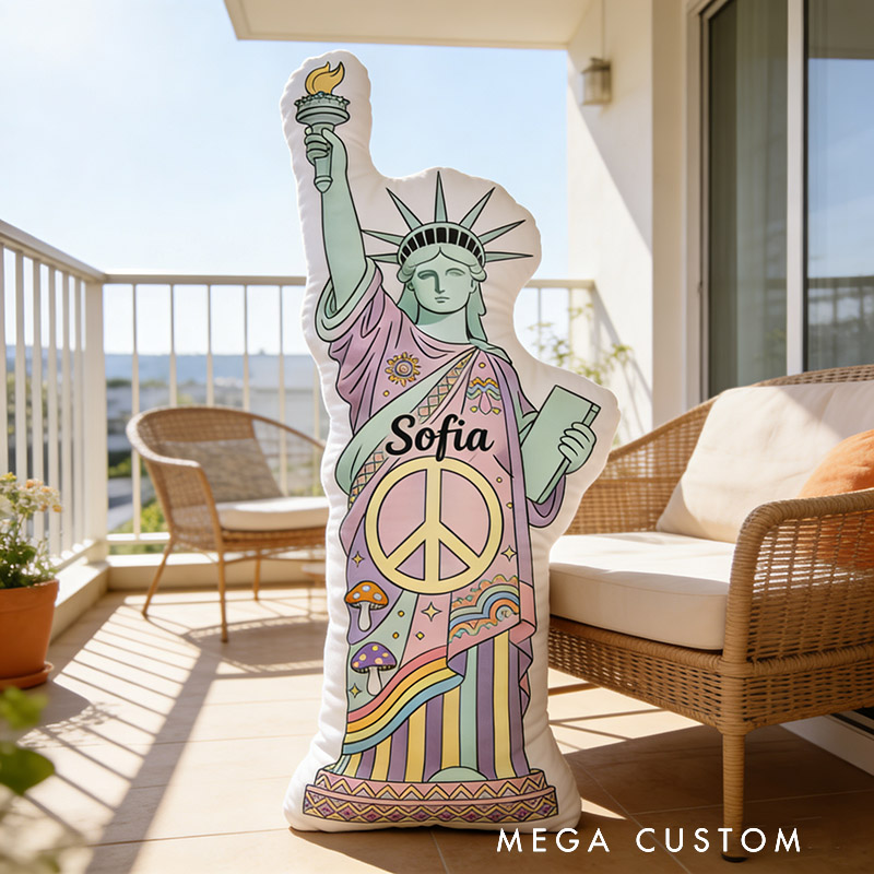 Personalized Statue of Liberty Shaped Pillow Exquisite Hippie Style Customized Name Pillow Perfect for Christmas Birthday Holiday for Her for Kids