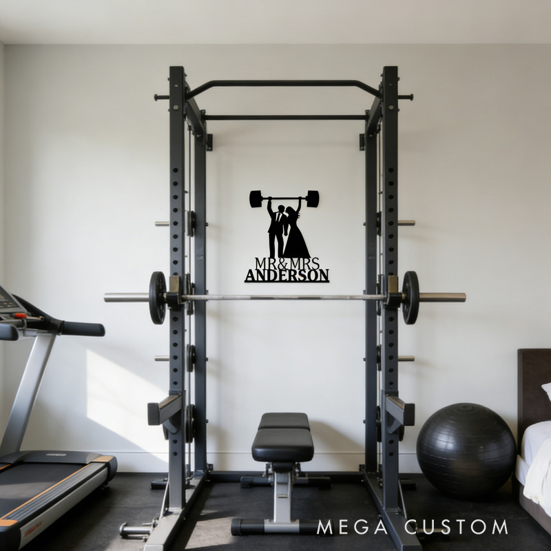 Personalized Gym Couple Metal Wall Art Custom Names Romantic Couple Design Unique Home Decor for Gym Lovers