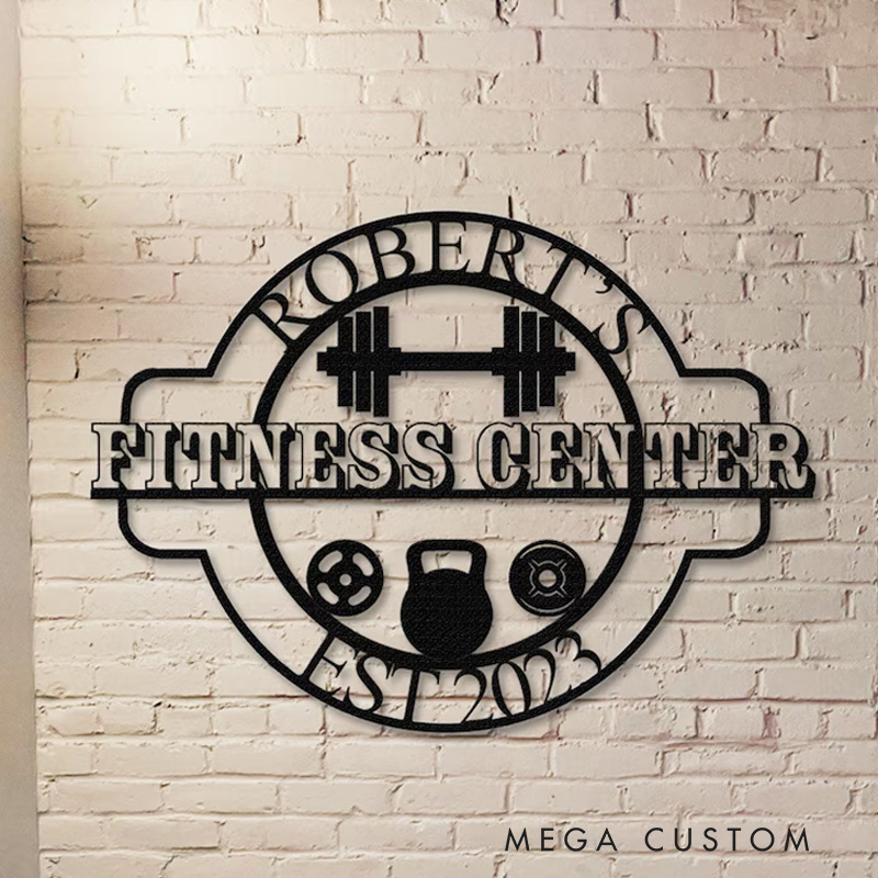 Personalized Gym Metal Sign Powerlifting Sport Metal Wall Art Gym Name Signs Cross Fit Sign Fitness Home Decor Father Day Gift for Gym Lovers