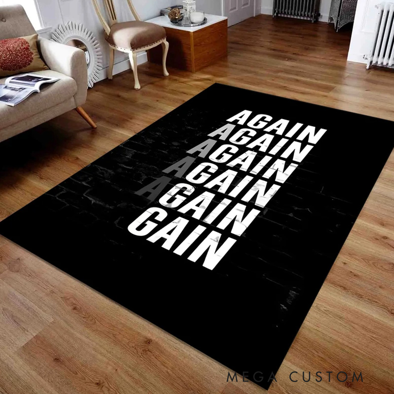 Personalized Gain Sports Rug Gym Design Rug Aesthetic Carpet Birthday Gift Fitness Rug Home Decor Washable Non Slip Doormat Gym Rug for Gym Lovers