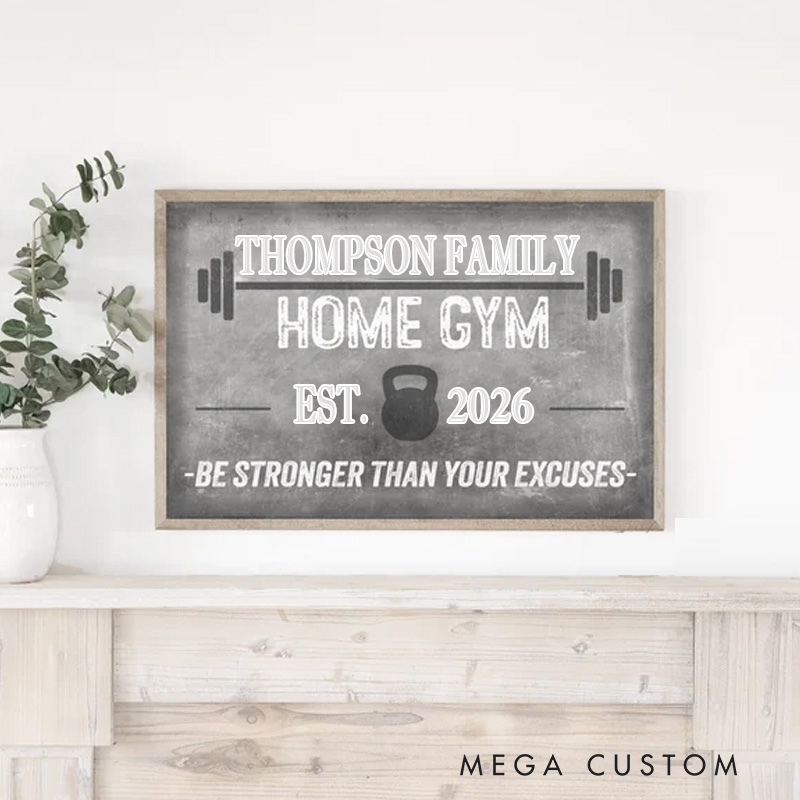 Personalized Gym Portrait Home Gym Sign Home Gym Decor Inspirational Workout Room Wall Art for Gym Lovers