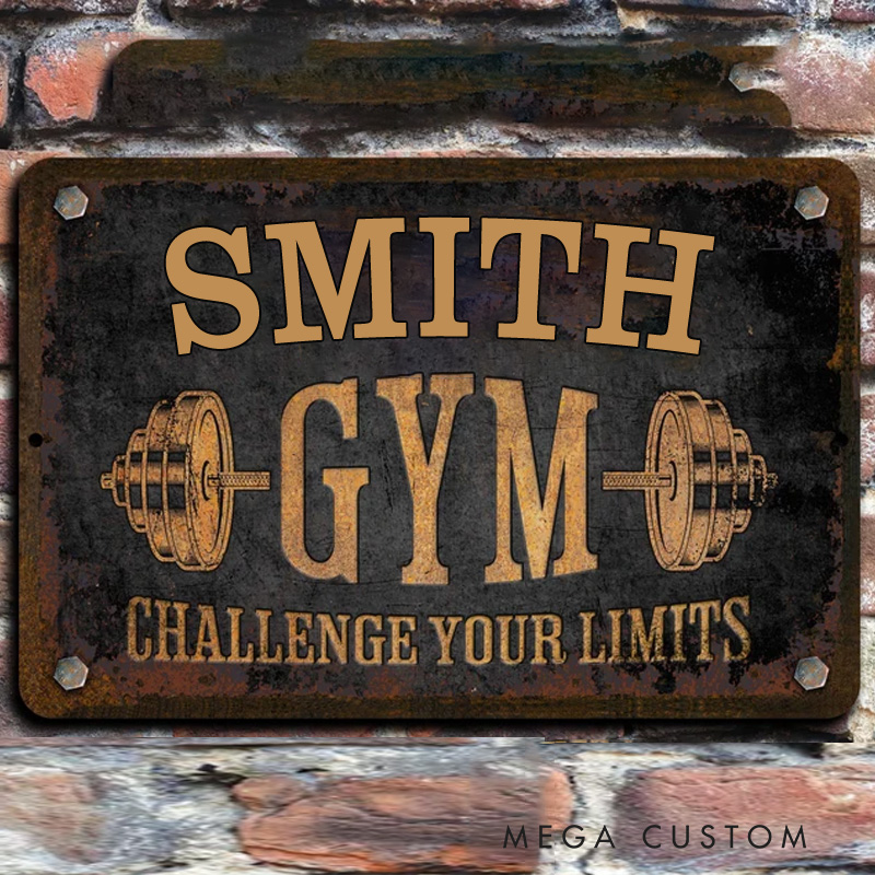 Personalized Home Gym Sign Metal Wall Door Signage Fitness Room Decor Vintage Retro Tin Plaque for Gym Lovers