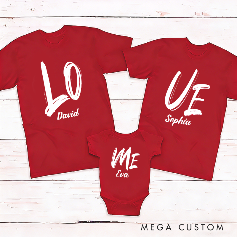 Personalized Valentine's Day Love Me Theme Family Matching Outfit Customize Family Names