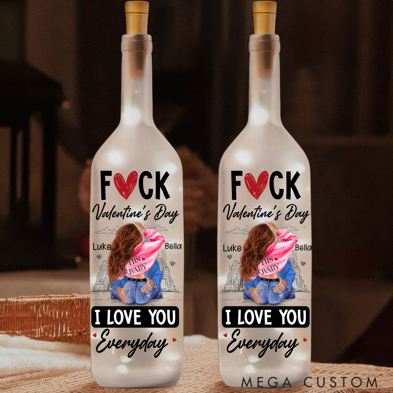 Personalized F*cking Valentine's Day Bottle Light Love You Every Day  Bottle Night Lamp Couple Valentine's Gift Light Gift for Husband Wife