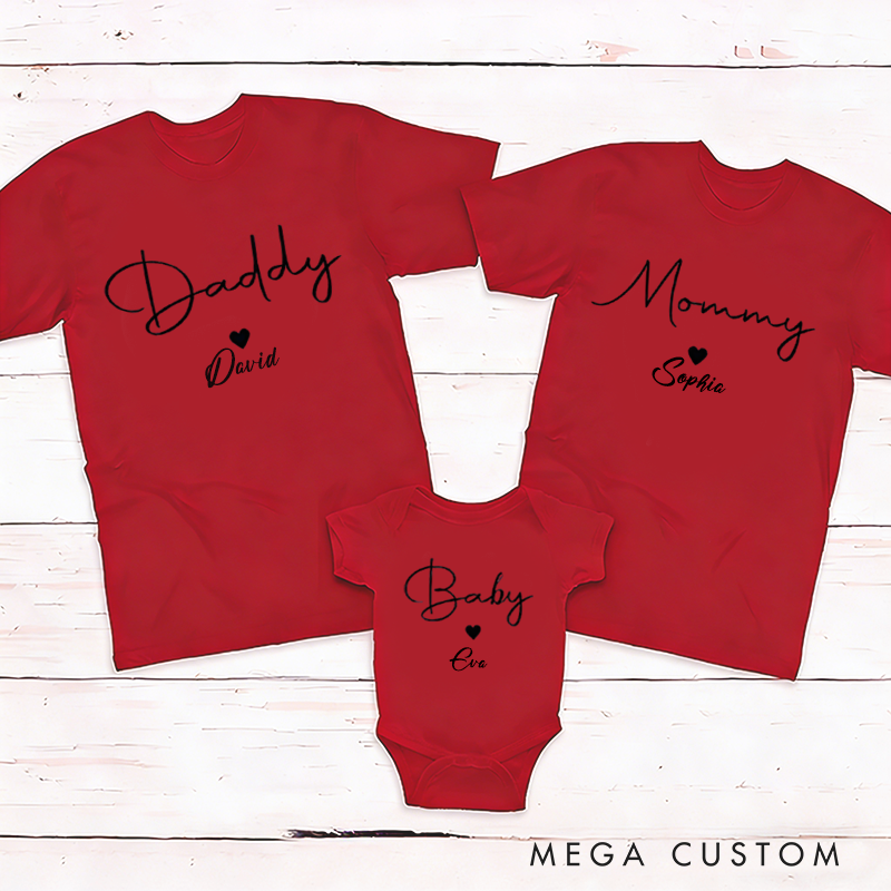 Personalized Daddy Mommy Sister Brother Baby Print  Family Matching Outfit Customize Family Names