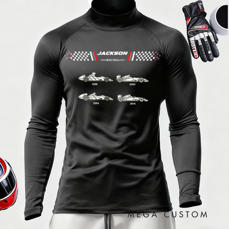 Personalized Men's Fitted Mock Custom Name Racing Car Design for Racers and Racing Lovers