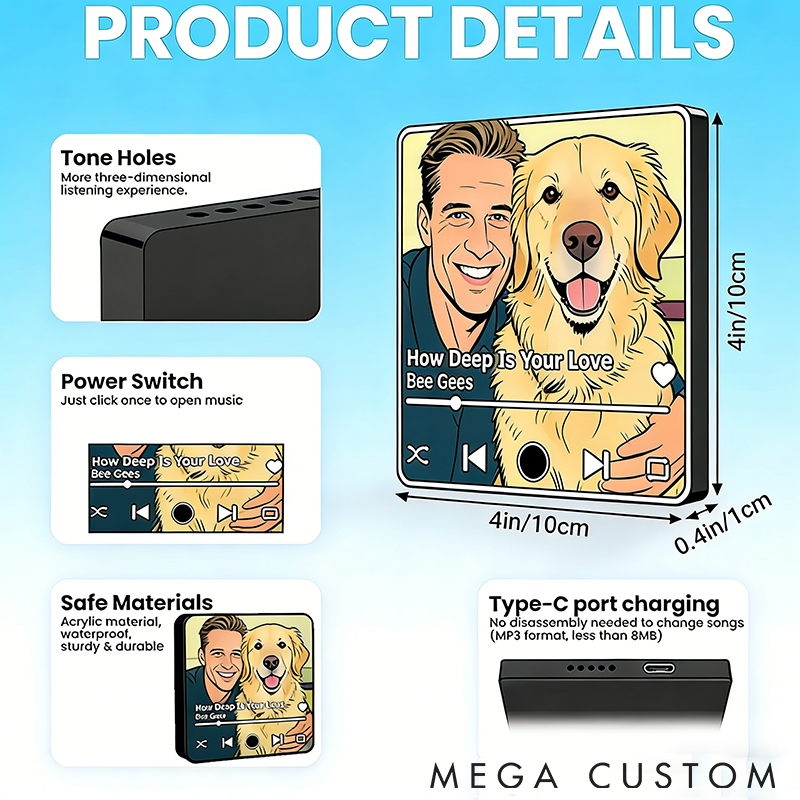 Personalized Pet Lover Photo Fridge Magnet Custom Music Fridge Magnet That Can Play Songs Gift