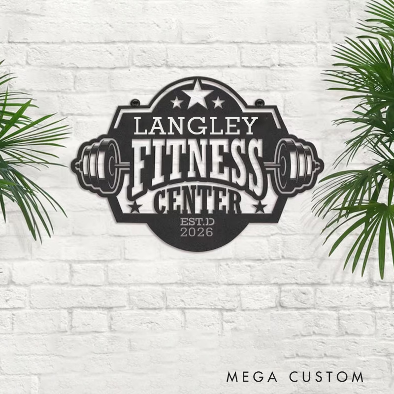 Personalized Metal Gym Sign Workout Wall Art Custom Home Gym Decor Metal Wall Art Gym Name Signs Fitness Center Decor Fitness Motivation Workout Inspiration Gift for Gym Lovers