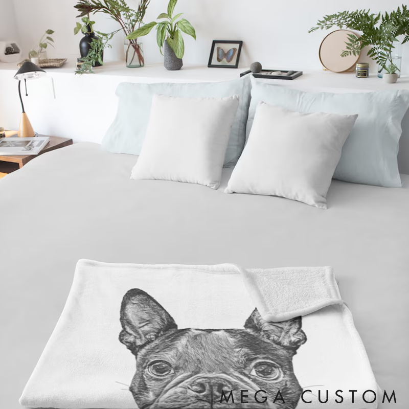 Personalized Pet Lover Custom Pet Pen Art Portrait Throw Blanket