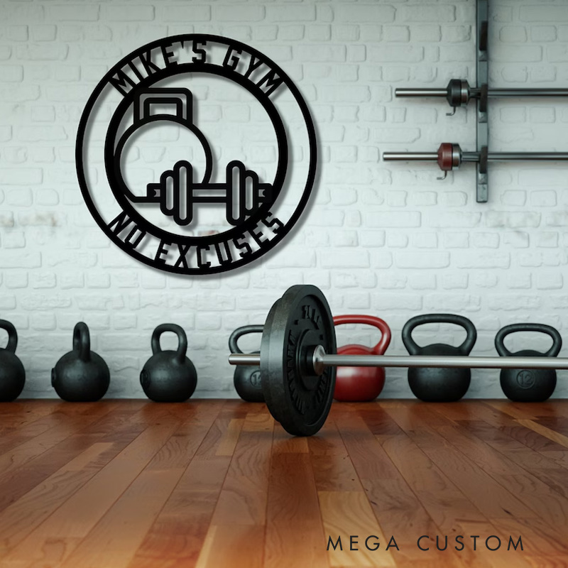 Personalized Metal Gym Sign Workout Wall Art Custom Home Gym Decor Metal Wall Art Gym Name Signs Fitness Center Decor Fitness Motivation Workout Inspiration Gift for Gym Lovers