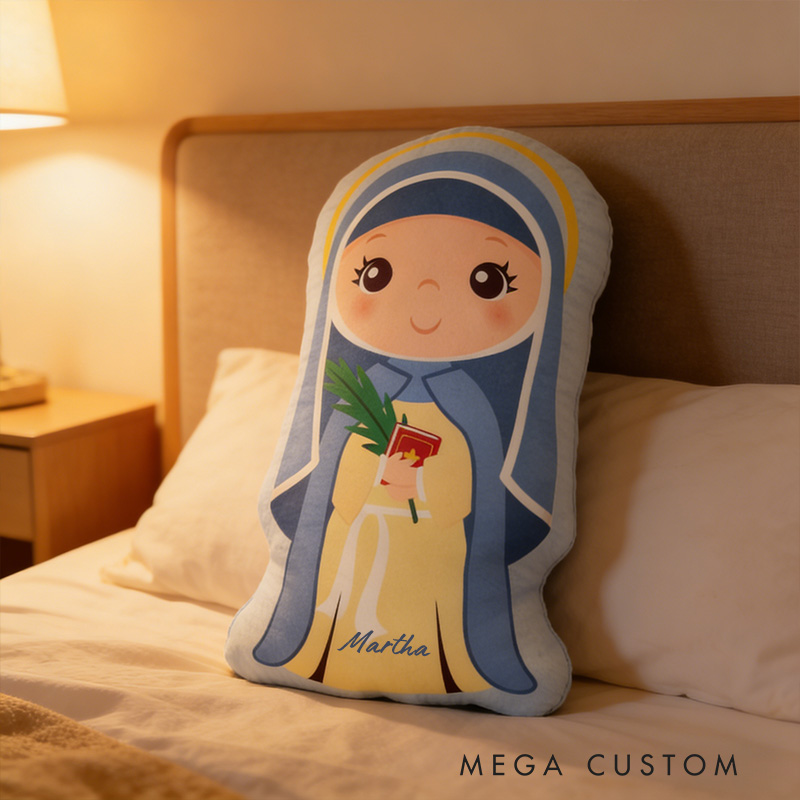 Personalized Saint Amelia Pillow with Custom Name Home Decor Catholic Gift Religious Gift for Women Graphic 3D Print Pillow