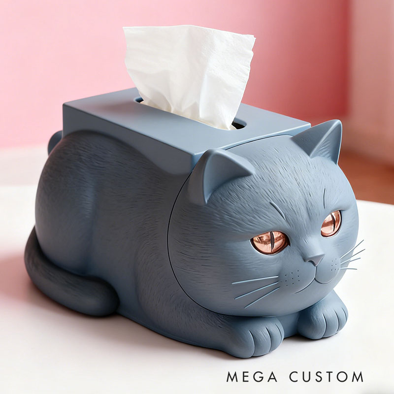 British Shorthair Tissue Box Cover 3D Printed Room Decor Cute Tissue Box Cover for Desk Room Kitchen or Bathroom