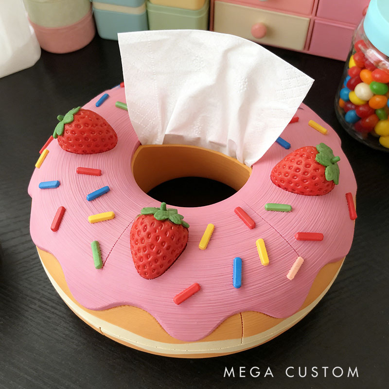Doughnut Tissue Box Cover 3D Printed Room Decor Cute Tissue Box Cover for Desk Room Kitchen or Bathroom