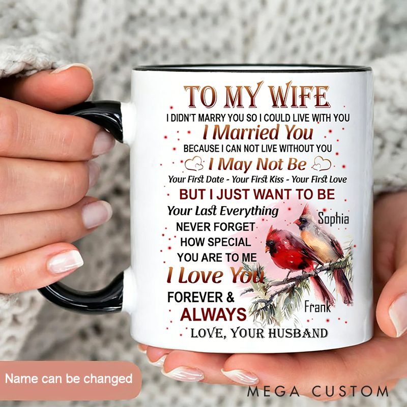 Personalized To My Wife Coffee Mugs Lucky Cardinal Gifts Married Mug Gift from husband Anniversary Gift Wife Lover Gift Valentine Gifts For Wife