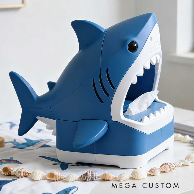 Shark Tissue Box Cover 3D Printed Room Decor Cute Tissue Box Cover for Desk Room Kitchen or Bathroom