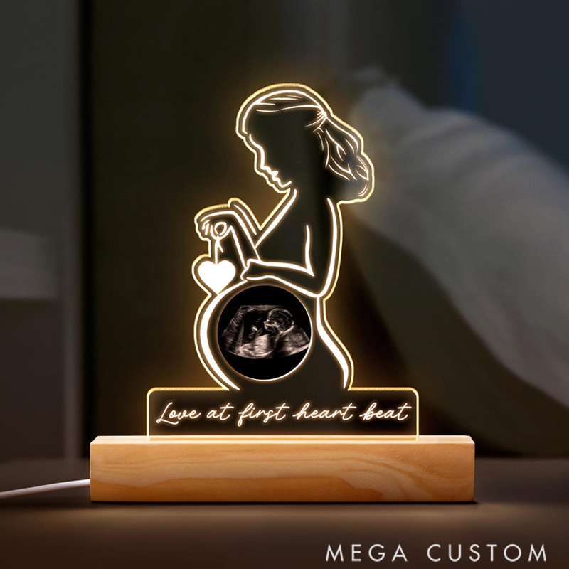 Personalized Ultrasound Photo Night Light Custom Pregnancy Keepsake Gift for Expecting Parents Baby Shower Gift for Mom