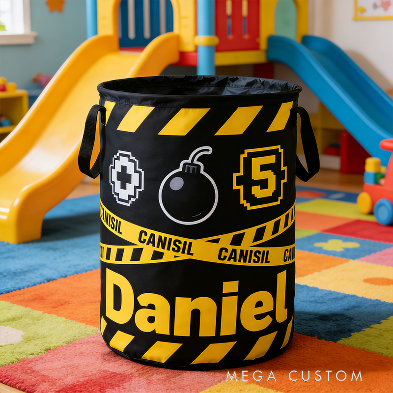 Personalized Cool Dog Game Collapsible Storage Basket for Laundry Toys Organizer Game Lover Dog Lover Gift for Kids