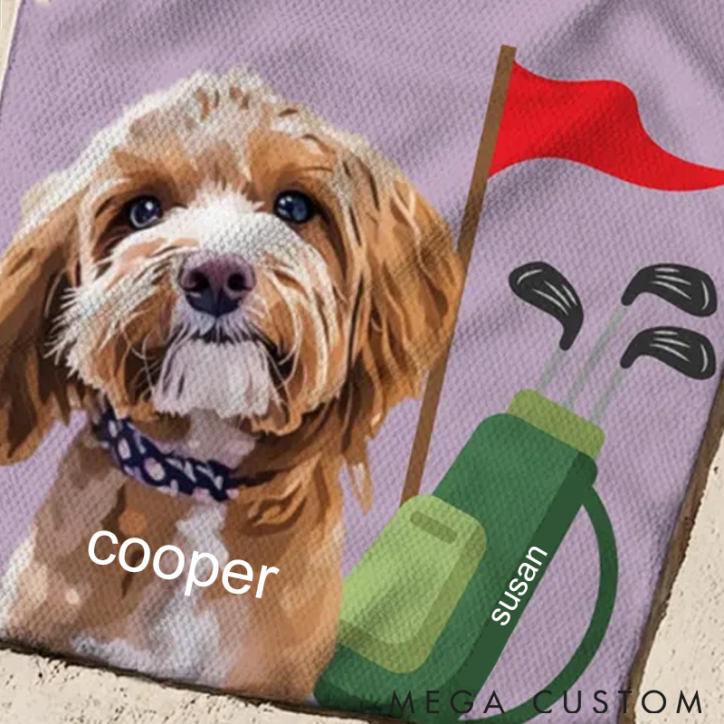 Personalized Pet Lover Custom Pet Golf Towel with Pet Photo Golf Towel