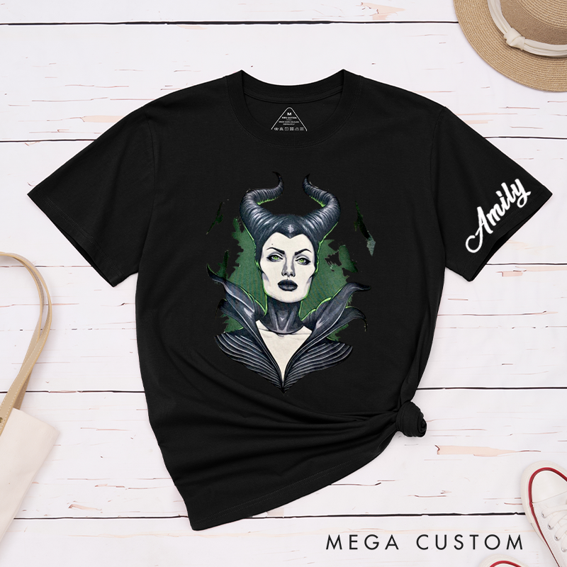 Personalized Gothic Horned Queen Classic T-Shirts Custom Dark Fantasy Gift Unique Art TShirt Birthday Present for Women Men Unisex Stylish Apparel