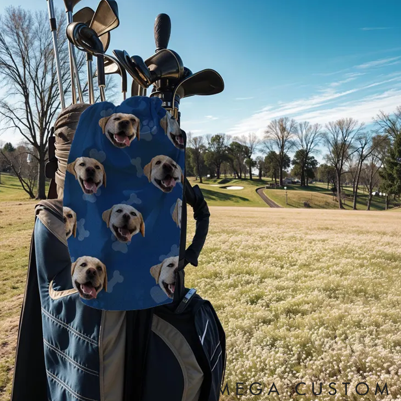 Personalized Pet Lover Funny Dog Face Photo on Golf Towel
