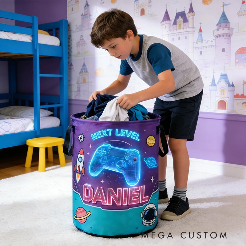 Personalized Galaxy Game Controller Collapsible Storage Basket for Laundry Toys Organizer Game Lover Gift for Kids
