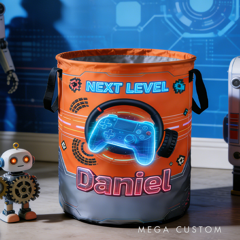 Personalized Mechanical Game Controller Collapsible Storage Basket for Laundry Toys Organizer Game Lover Gift for Kids