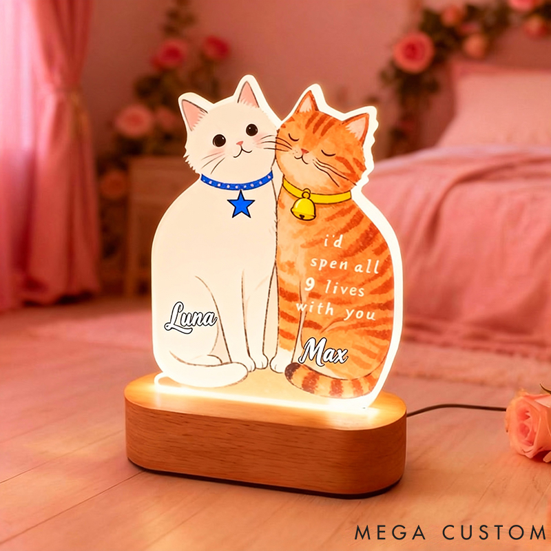 Personalized Cat Lover I'd Spend All 9 Lives with You Light