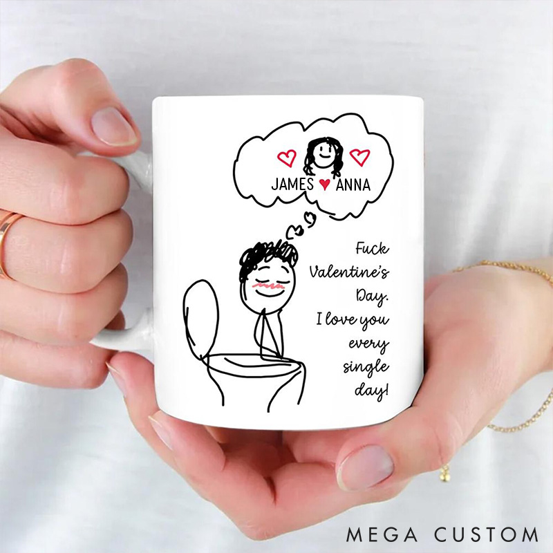 Personalized Funny Couple Mug Custom Toilet Love Cups for Couple I Love You Every Single Day Gift Coffee Mug Valentine's Day Gift for Him Her