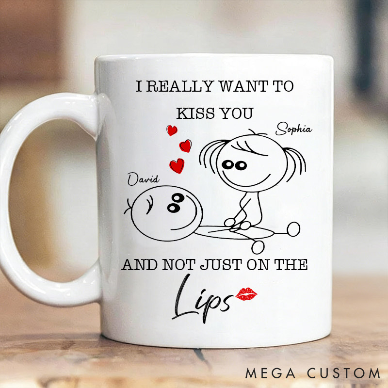 Personalized Naughty Couple Mug Kisses Not Only Lips Husband Funny Mug Custom Valentines Day Gift Coffee Mug for Him