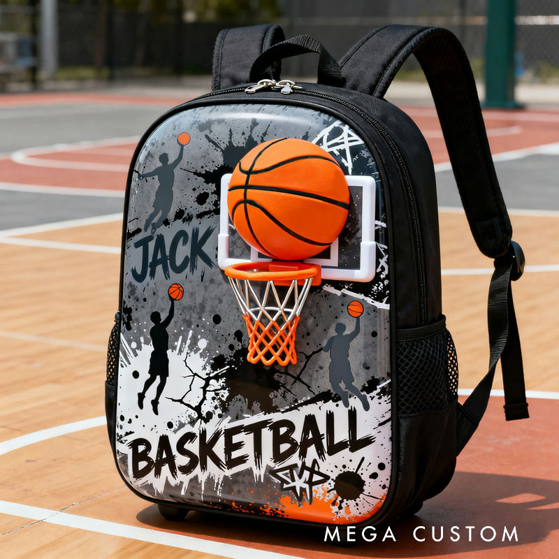 Personalized Basketball Backpack with Fiery Design and Custom Name for Take Your Game Everywhere