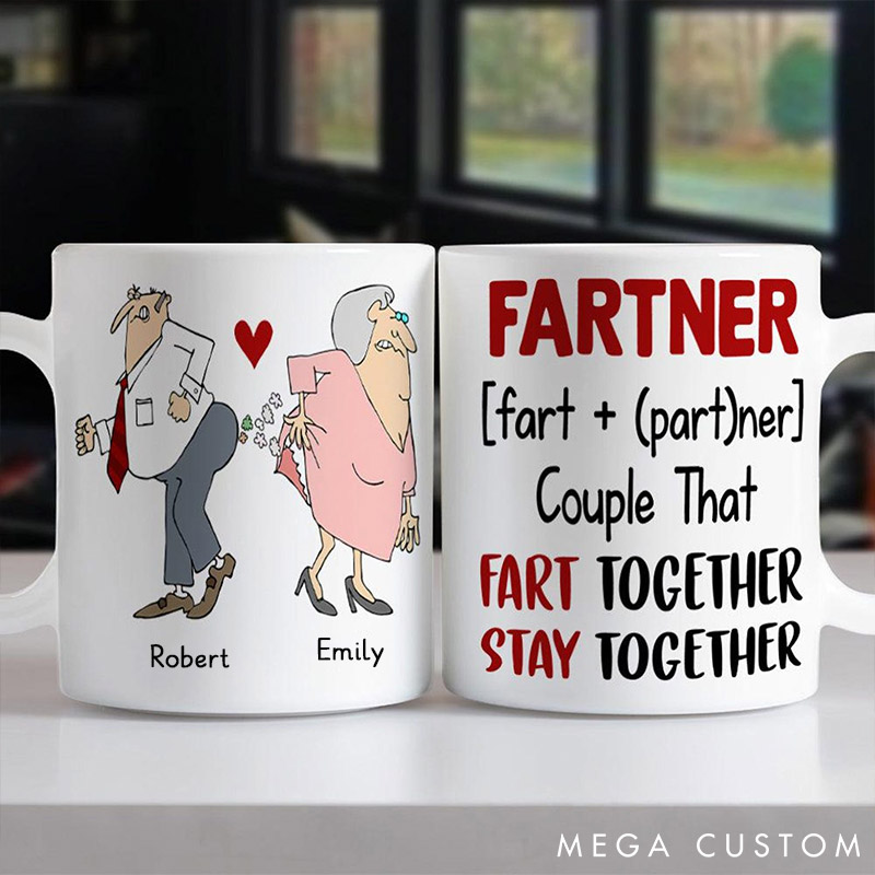 Personalized Funny Couple Mug Fart Together Stay Together Couple Mug Valentine's Gift for Funny Couple Naughty Coffee Mug for Him Her