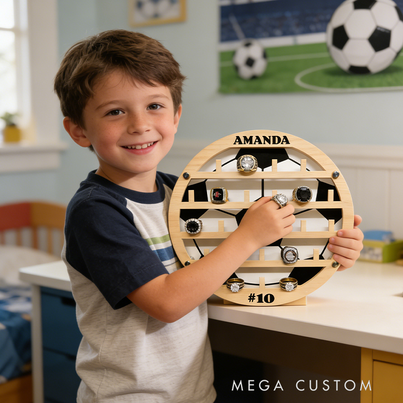 Personalized Soccer Style Ring Holder Custom Name Number Perfect Gift for Soccer Player