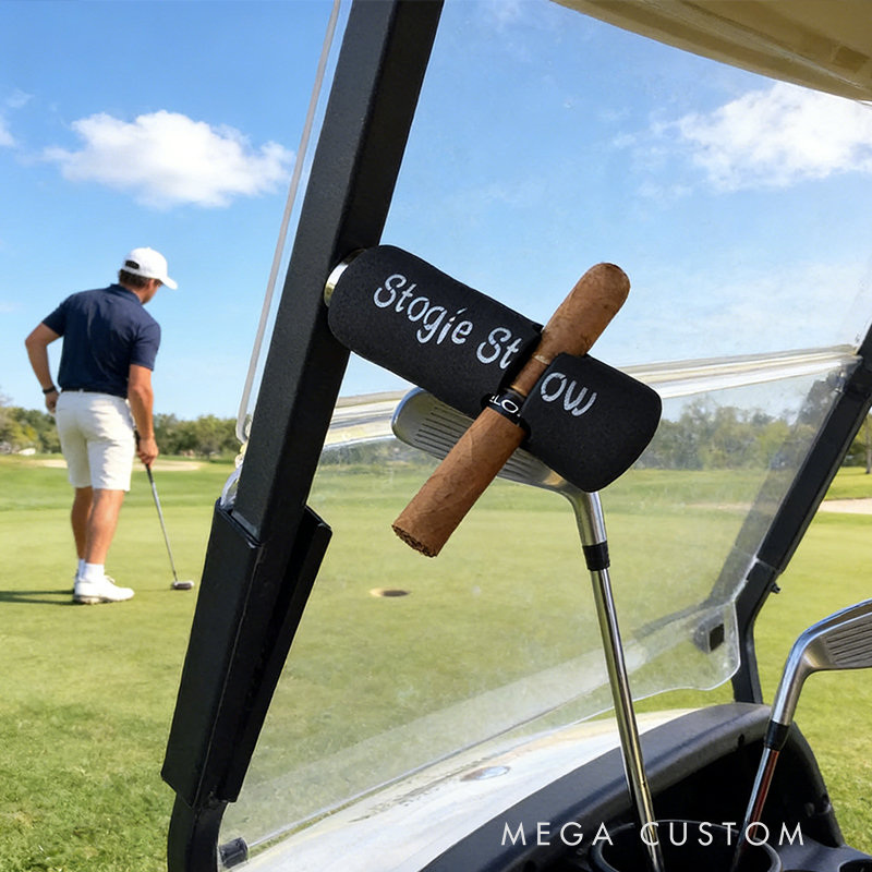 Personalized Stogie Stow Magnetic Golf Cart Cigar Holder – Secure Cigar Rack for Golfers (Fits All Sizes)