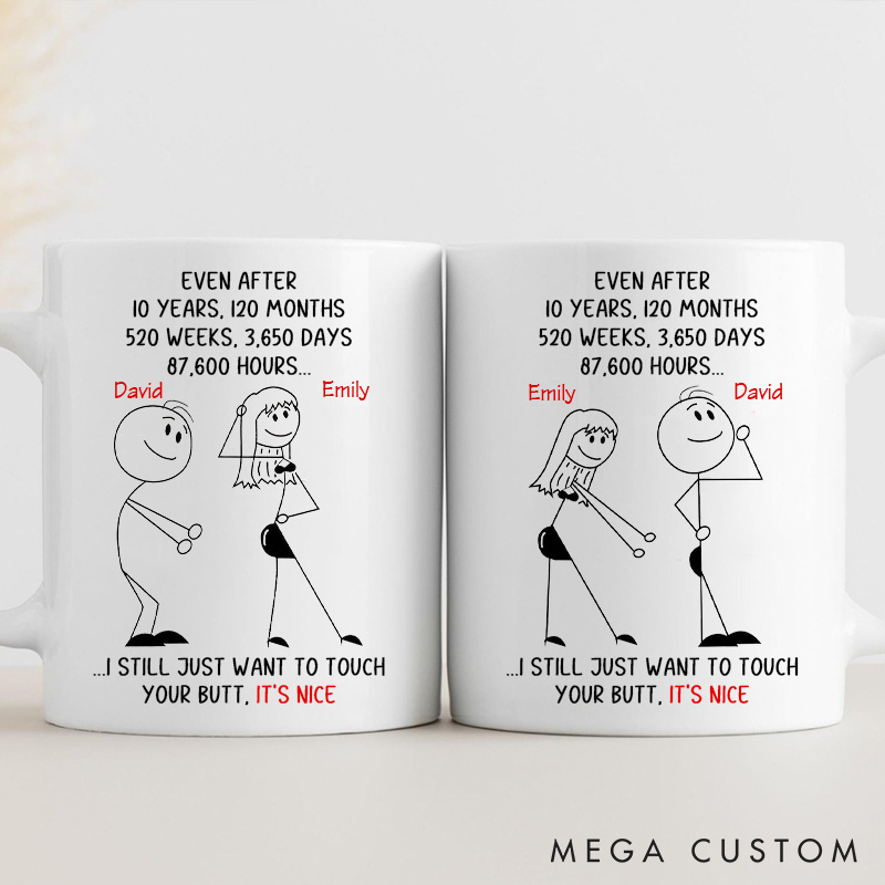 Personalized Couple Anniversary Mug Want To Touch Your Butt Custom Coffee Mug Gift for Husband Wife Valentines Gift for Him Her