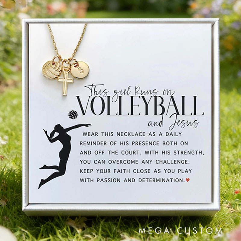 Personalized Volleyball Necklace Custom Initials Anniversary Gift Player Gift
