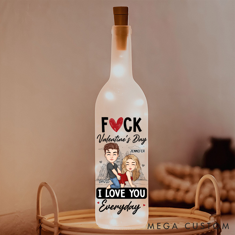 Personalized Couple LED Bottle Lamp F*cking Valentine's Day I Love You Every Day Couple Night Light Couple Valentine Gift Night Bottle Lamp