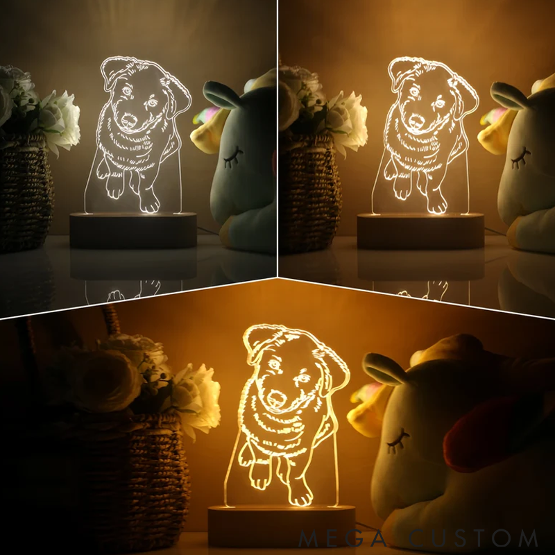 Personalized Pet Lover Custom Pet Line Art Light