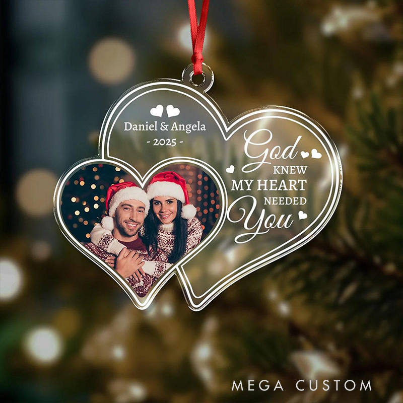 Personalized God Knew My Heart Needed you Acrylic Christmas Couple Ornament with Name Valentine's Day Gift Religious Gift for Couple
