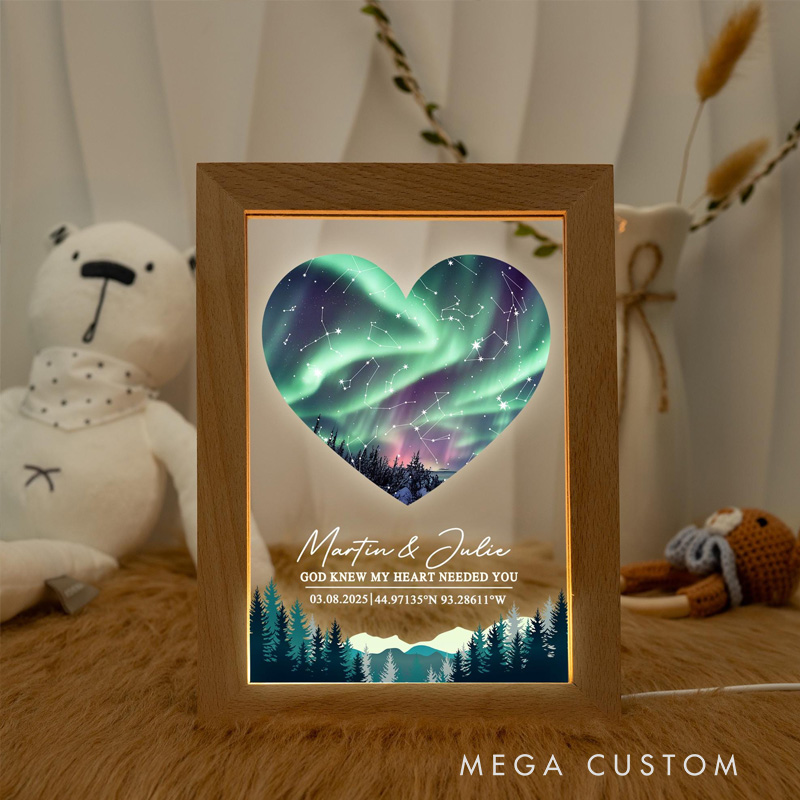 Personalized God Knew My Heart Needed You Star Map LED Night Light with Name and Date Valentines Day Gift Anniversary Gift Romantic Gift for Couple