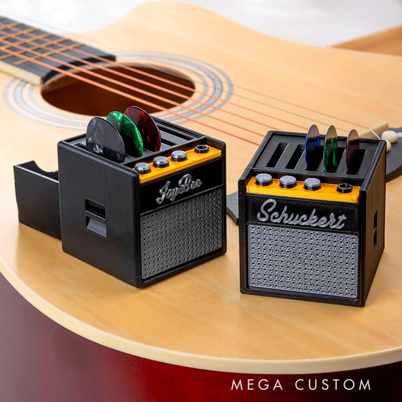Personalized 3D Printed Vintage Amp Shaped Guitar Pick Holder Custom Name Perfect Birthday Gift for Musicians Guitarists
