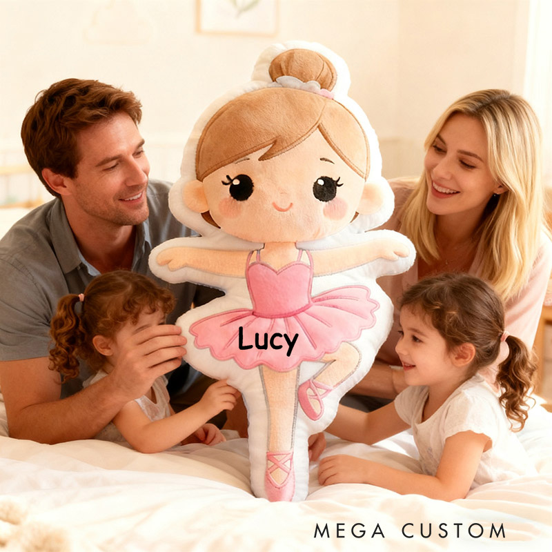 Personalized Ballet Dancers Pillow with Your Own Name Hair Color Skin Tone Soft Stuffed Toy for Kids Unique Decorative Cushion for Girls' Room and Dance Studio