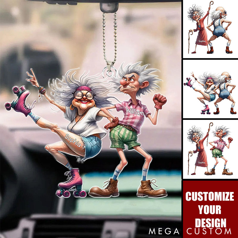 Personalized Quirky Funny Old Couple Elderly Couple Acrylic Ornament for Girlfriend Boyfriend Valentine's Day Gift for Newlyweds Gift for Wife Husband