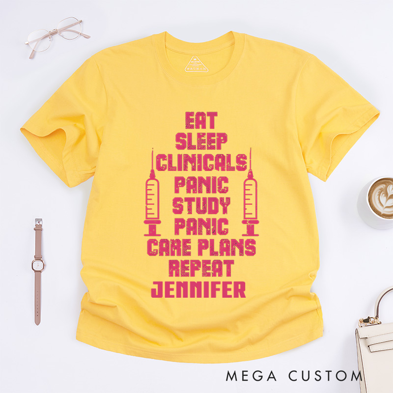 Personalized Nurse T-Shirts Nursing Student Routine Fashion Design T-Shirts