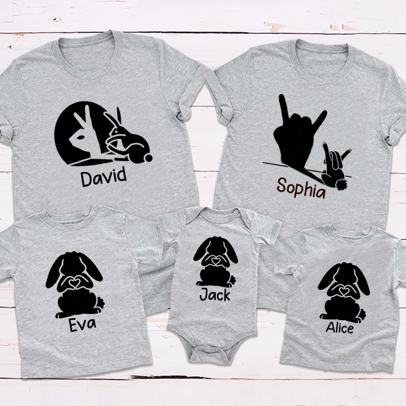 Personalized Creative Rabbit Projection Design Family Matching Outfit Customize Names