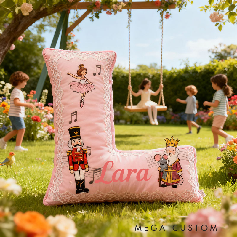 Personalized Graphic 3D Print Nutcracker Ballet Dance Pillow With Your Own Name Soft Stuffed Toy for Kids Unique Decorative Cushion for Girls' Room