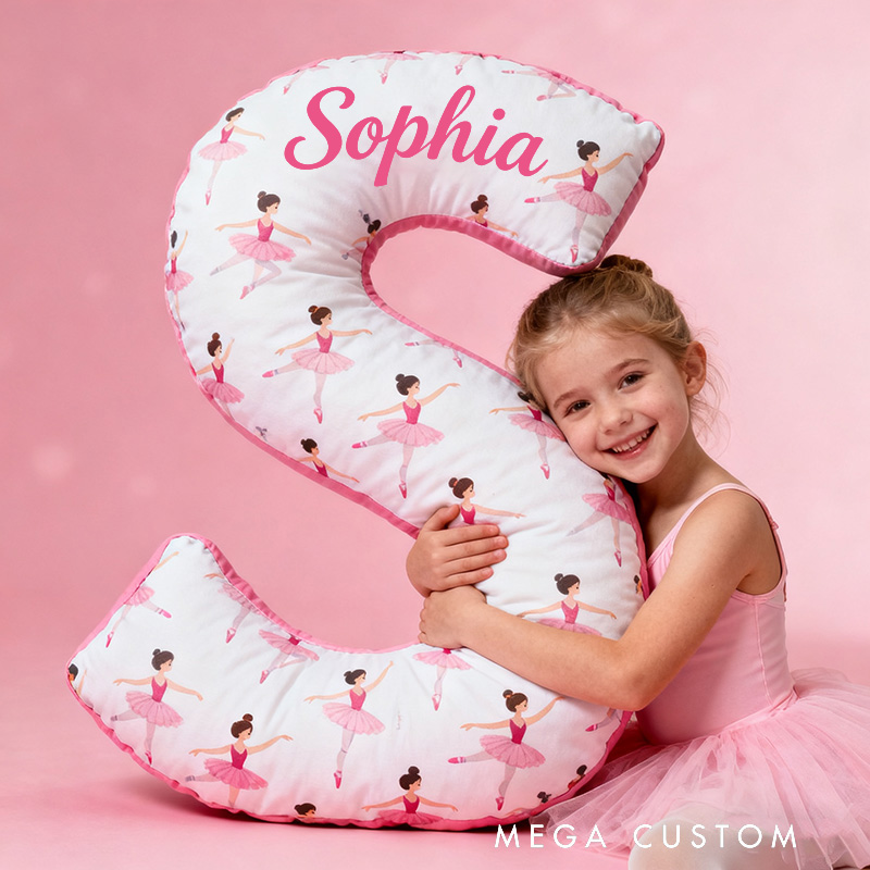 Personalized Ballet Dancers Pillow With Your Own Name Soft Stuffed Toy for Kids Unique Decorative Cushion for Girls' Room