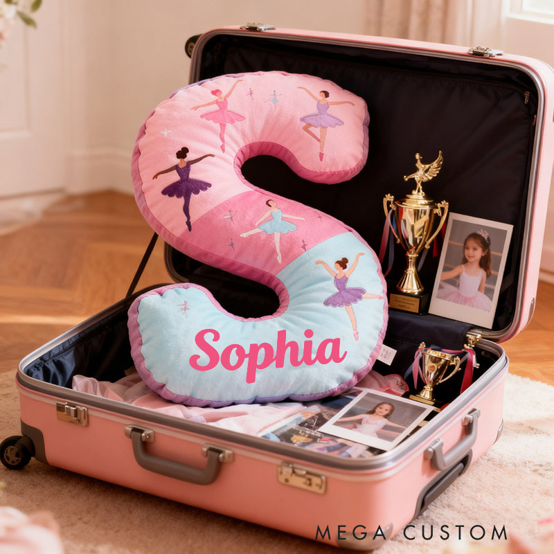 Personalized Graphic 3D Print Ballet Dancer Pillow With Your Own Name Soft Stuffed Toy for Kids Unique Decorative Cushion for Girls' Room