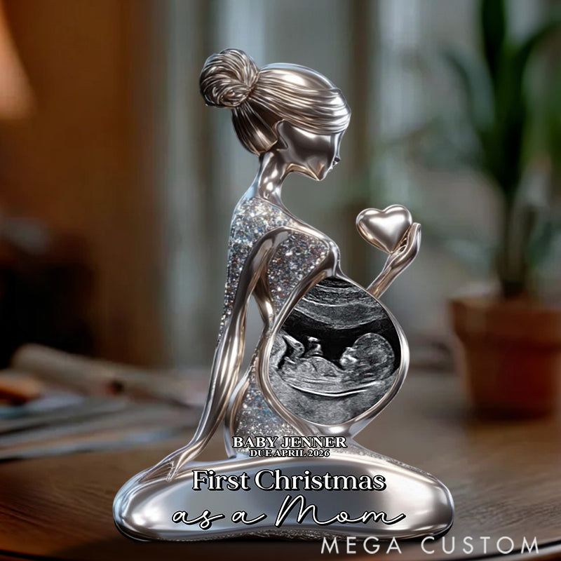 Personalized Pregnancy Custom Shaped Upload Ultrasound Photo Acrylic Plaque Gift for Mother's Day 