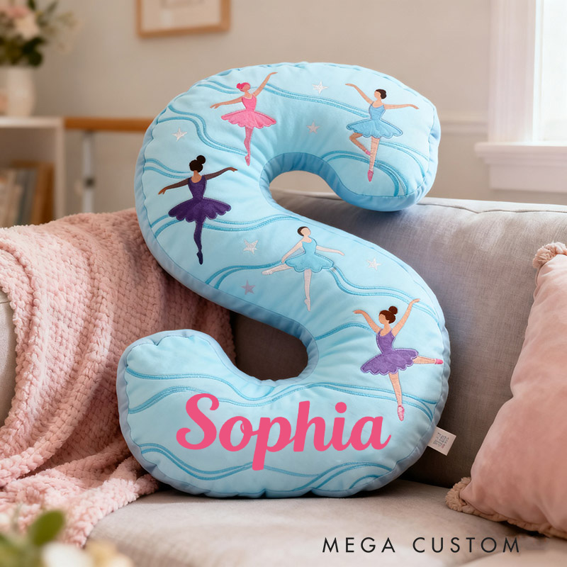 Personalized Graphic 3D Print Ballet Pillow With Your Own Name Soft Stuffed Toy for Kids Unique Decorative Cushion for Girls' Room