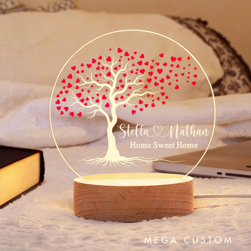 Personalized Couple LED Night Light Custom Tree of Life Lamp with Names Housewarming Gifts New Home Hifts